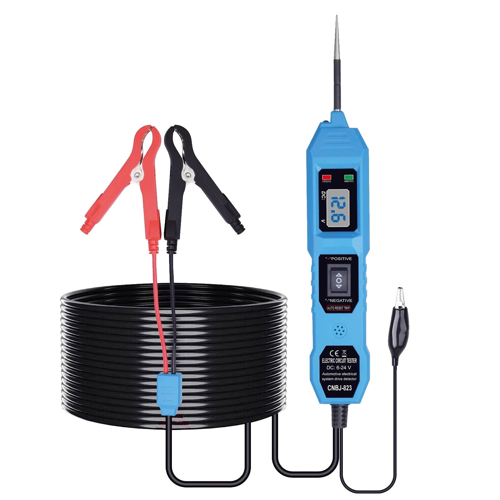 Automotive Circuit Tester with 16ft Cable, 6-24V Diagnostic Tool for Continuity, Polarity, and Short Circuit Testing, Easy-to-Use Probe for Bad Ground Contacts, Ideal for Cars, SUVs, and Motorcycles