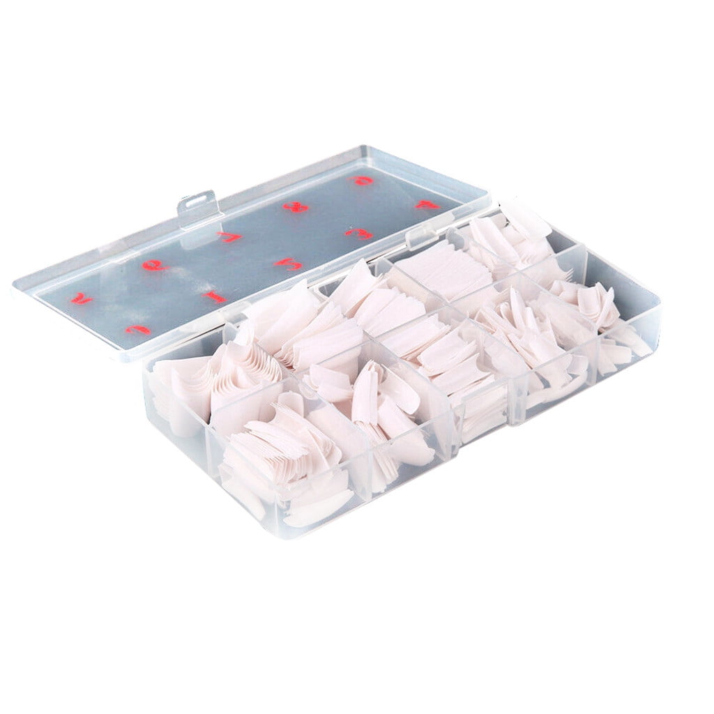 CCMAOLU 500PCS Acrylic Nail Tips,French Style Artificial False Nails for Manicure,DIY Nail Art with Storage Box,10 Sizes,Natural & Clear,Perfect Gift for Nail & Home Use White