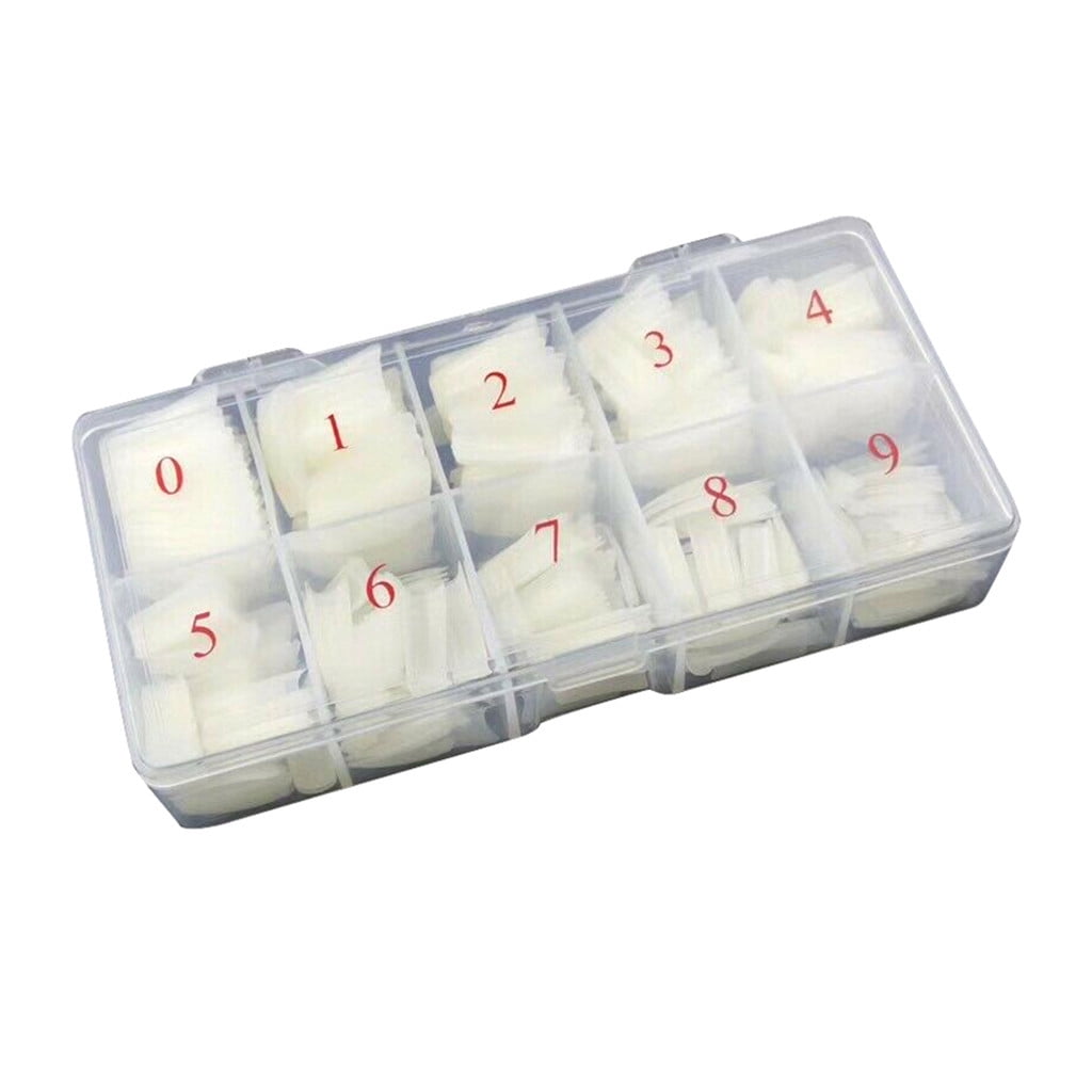 CCMAOLU 500PCS Acrylic Nail Tips,French Style Artificial False Nails for Manicure,DIY Nail Art with Storage Box,10 Sizes,Natural & Clear,Perfect Gift for Nail & Home Use natural