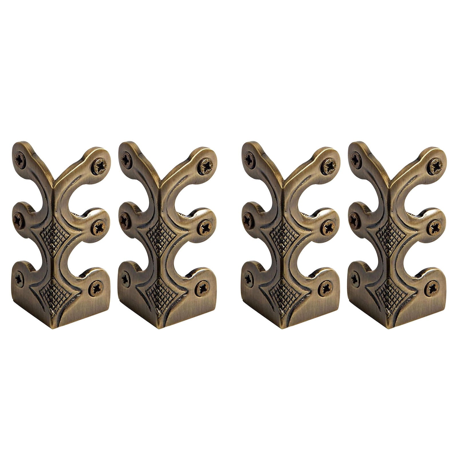 4-Pack Vintage Metal Corner Protectors,Solid Brass Decorative Protective Covers for Furniture & Walls,Easy-Install with Guide Holes,Durable & High-Strength Design for Tables,Cabinets & Skirting D