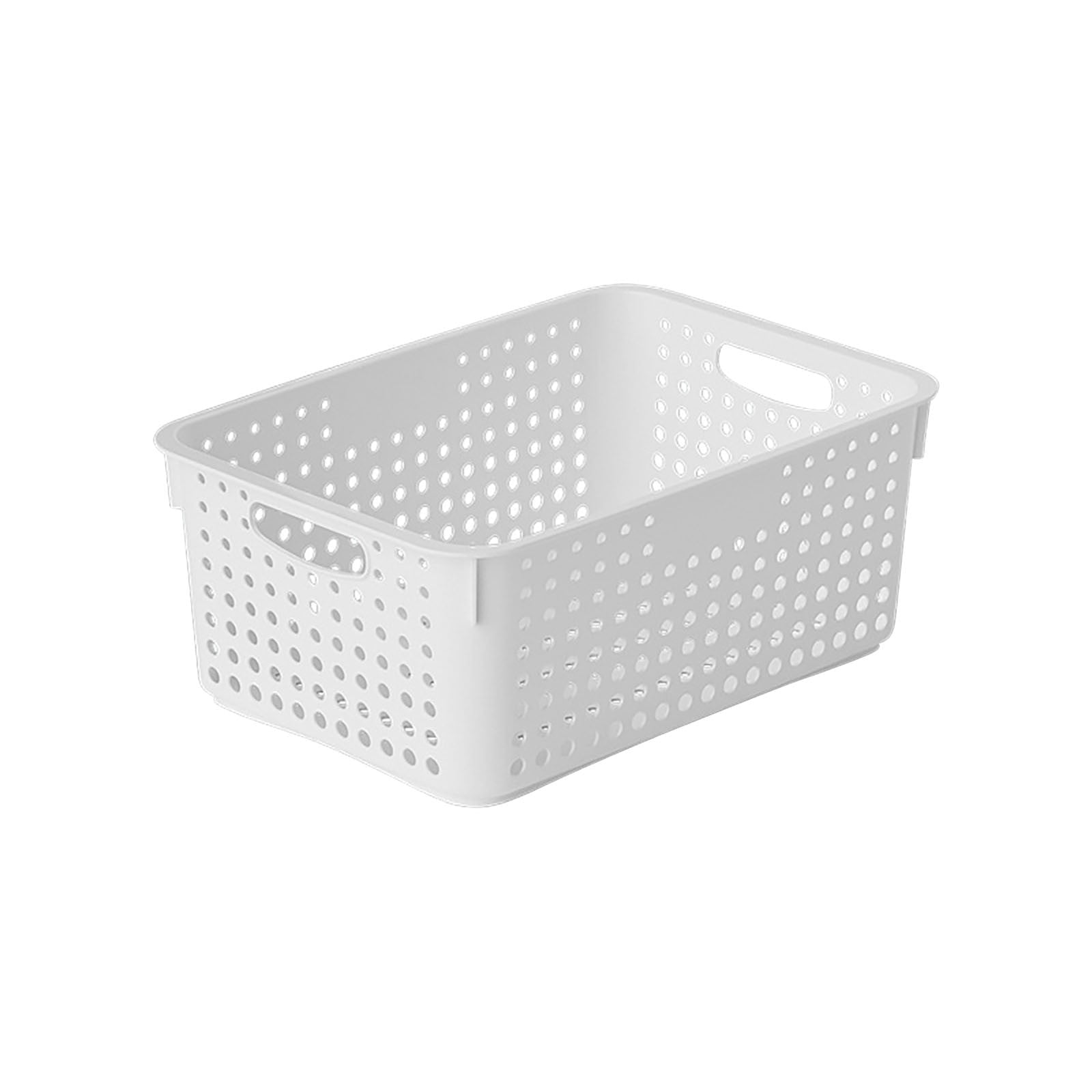 Large Plastic Storage Basket for Home Organization, Tabletop Snack Bin or Vegetable Container, Handled Open Crate for Kitchen or Bathroom, Space-Saving Versatile Decluttering Solution C