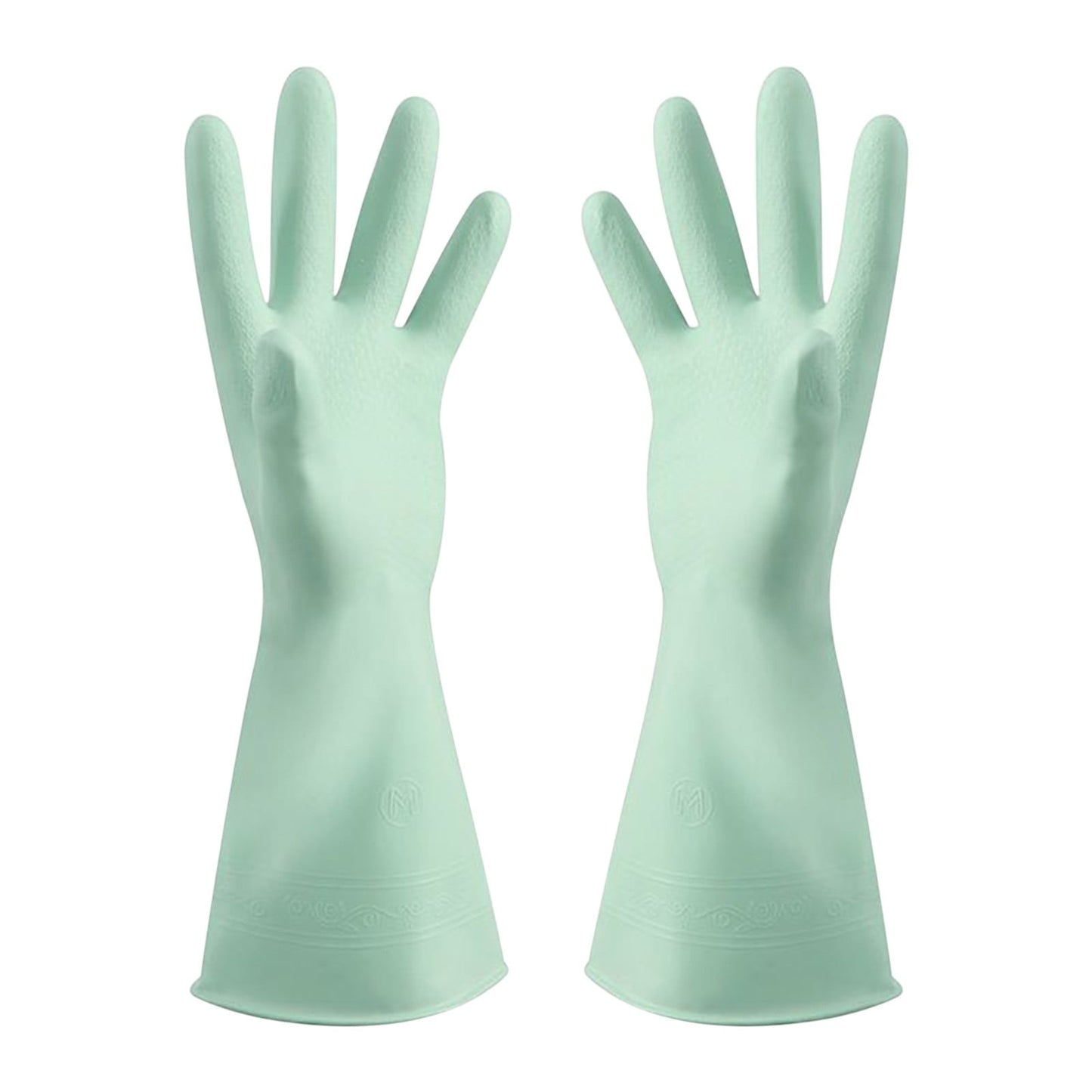 Reusable Household Dishwashing Cleaning Gloves, Food-Grade Natural Rubber with Non-Slip Textured Grip, Long Length for Hand and Arm Protection, Ideal for Kitchen, Gardening, and Janitorial Tasks Mint Green L