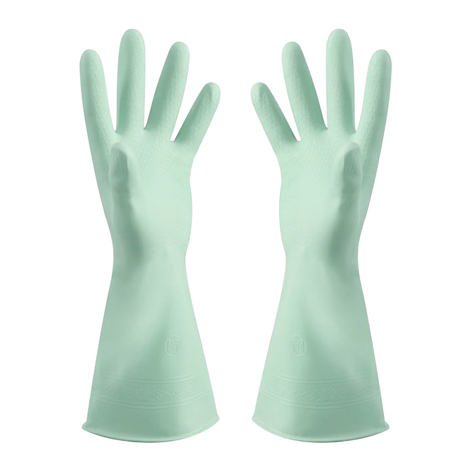 Reusable Household Dishwashing Cleaning Gloves, Food-Grade Natural Rubber with Non-Slip Textured Grip, Long Length for Hand and Arm Protection, Ideal for Kitchen, Gardening, and Janitorial Tasks Mint Green M