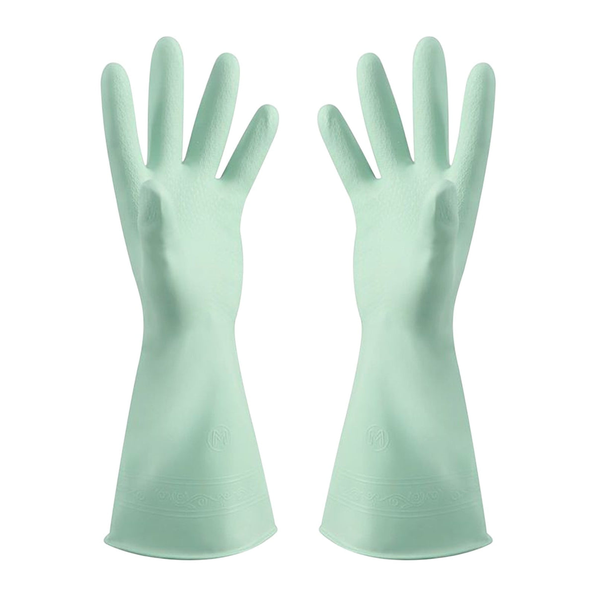 Reusable Household Dishwashing Cleaning Gloves, Food-Grade Natural Rubber with Non-Slip Textured Grip, Long Length for Hand and Arm Protection, Ideal for Kitchen, Gardening, and Janitorial Tasks Mint Green S