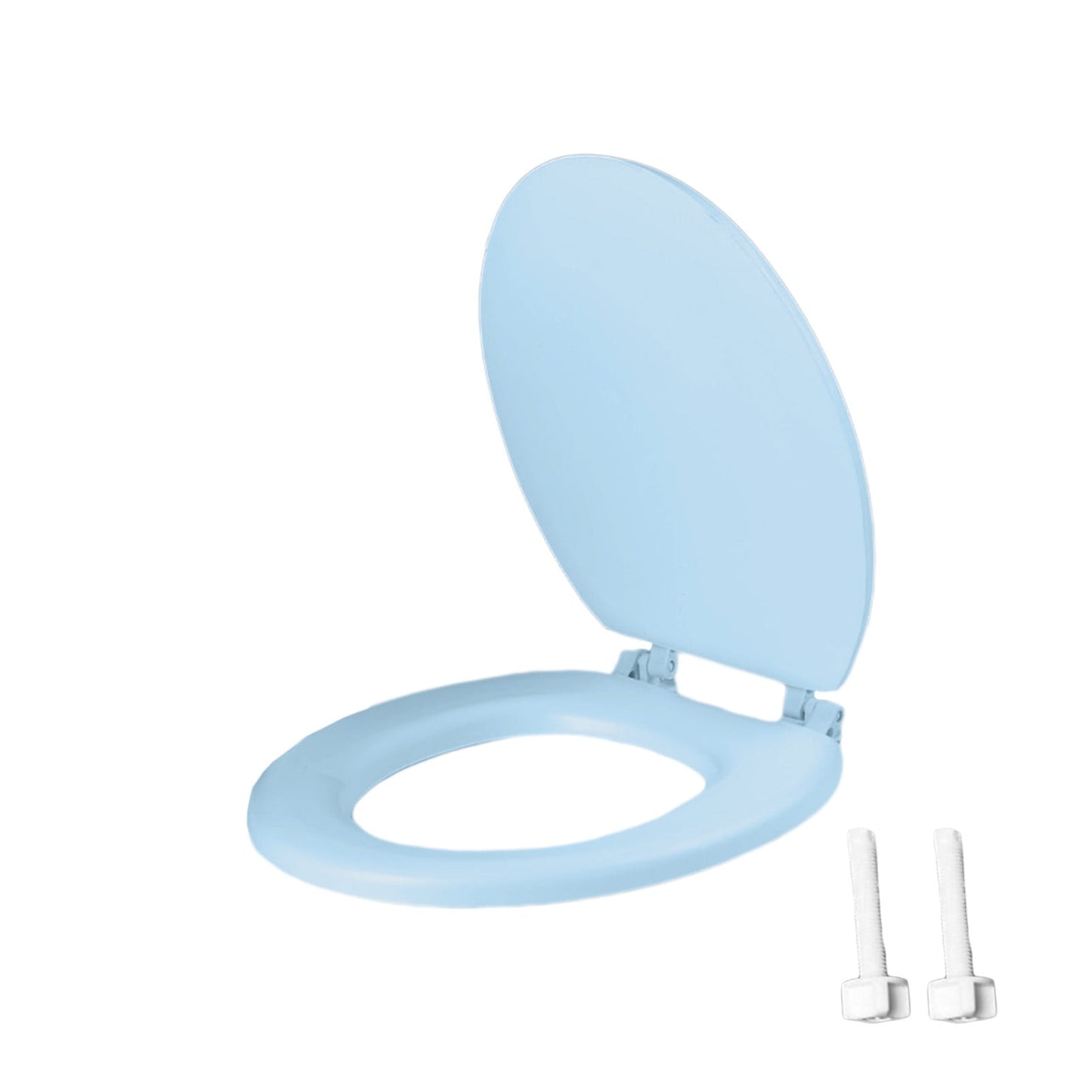 Quick-Release Round Toilet Seat with Soft-Close Lid, Durable Easy-Clean Plastic, Never Loosens, Ergonomic Comfort, Fits Standard Bowls, Tool-Free Installation, 300kg Load Capacity Blue
