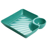 Chip Dip Serving Platter, Plastic Dumpling Plates with Sauce Compartment, Square Serving Dish Sushi Plates, Small Dip Tray for Appetizer, Taco Salsa, Fruit, Charcuterie, 1 Pcs, 7.28x7.2x1.6 7.28" x 7.2" x 1.6" Yellow