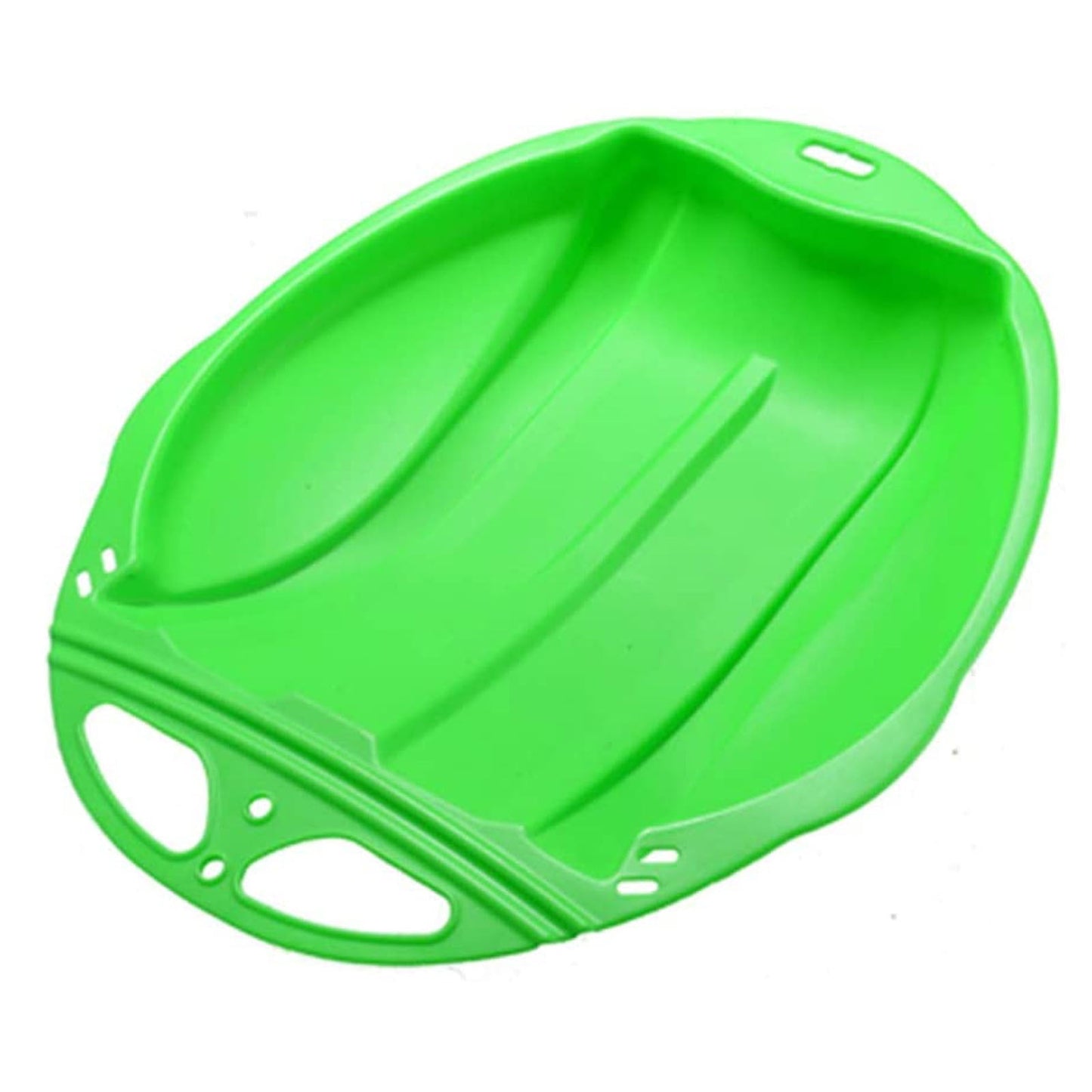 Round Snow Sled Disc for Kids and Adults, Thick Portable Skiing Pad with Anti-Skid Sunk Seat, Versatile Slider for Snow, Grass, and Sand, Comfortable Oversized Handle Design up to 220lbs Green