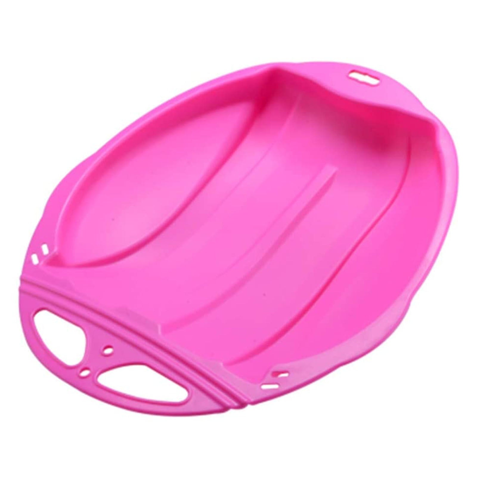 Round Snow Sled Disc for Kids and Adults, Thick Portable Skiing Pad with Anti-Skid Sunk Seat, Versatile Slider for Snow, Grass, and Sand, Comfortable Oversized Handle Design up to 220lbs Pink