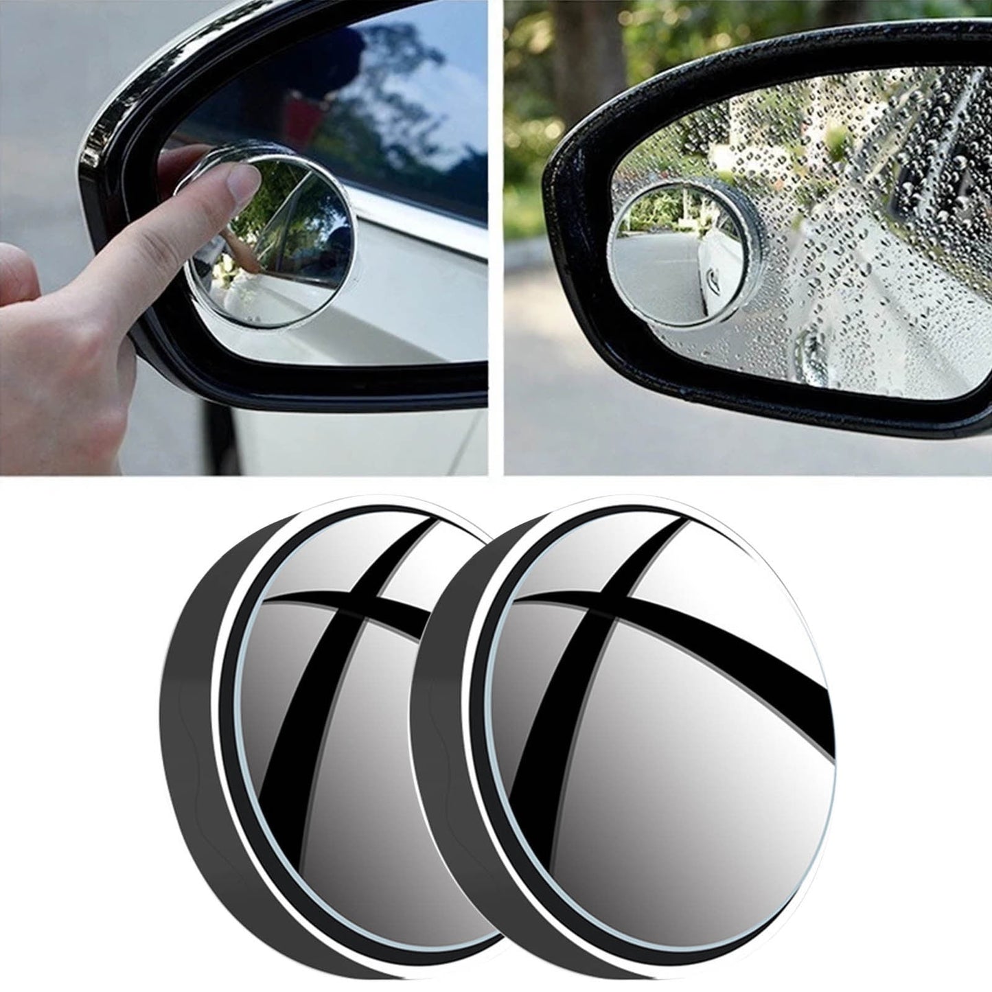 Suction Cup Car Convex Blind Spot Mirror, 2024 New Upgrade Blind Spot Mirror, 360° Wide Angle Side Rear View Mirror, Reversing Auxiliary Blind Spot Mirrors for Cars SUV and Trucks 2PCS Black