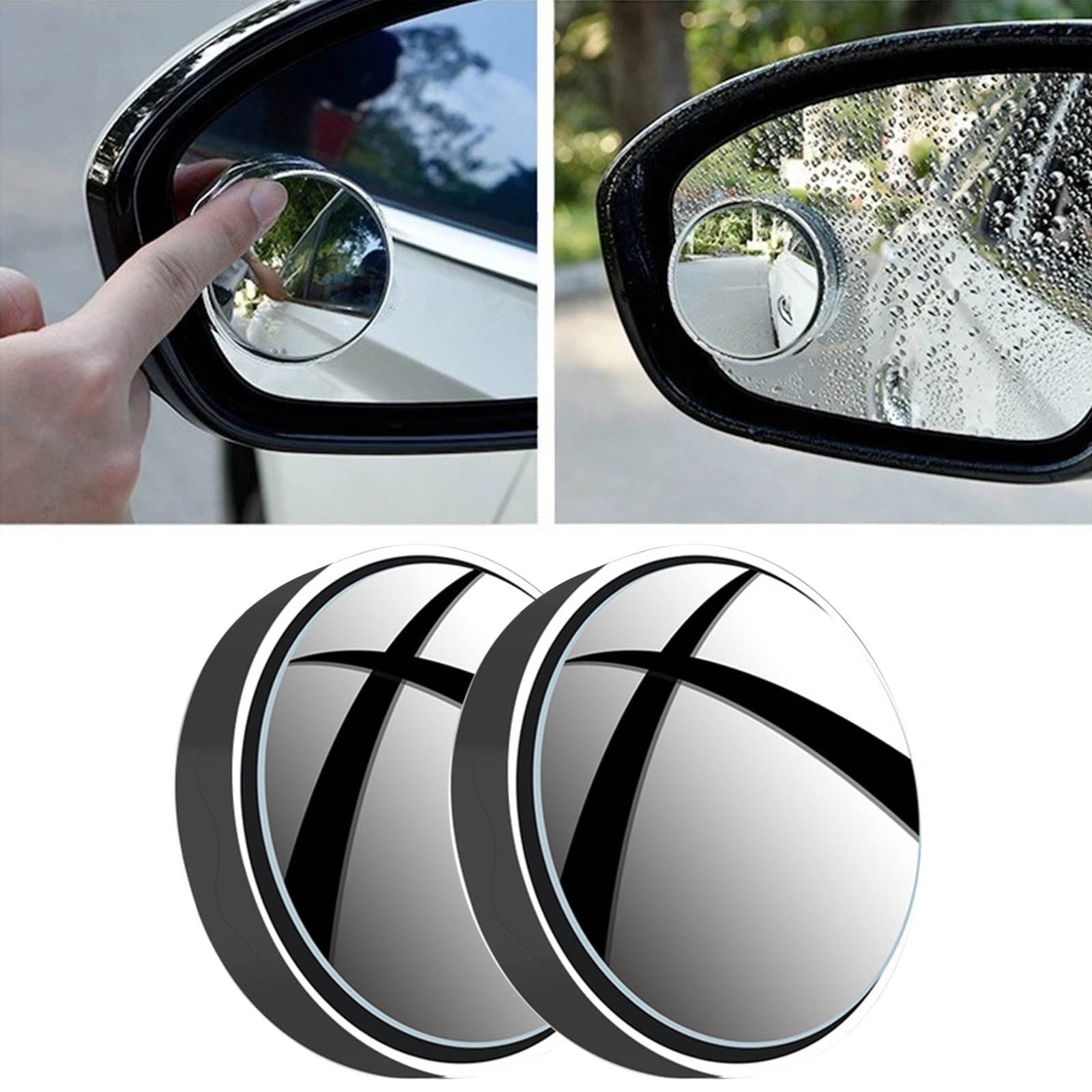 Suction Cup Car Convex Blind Spot Mirror, 2024 New Upgrade Blind Spot Mirror, 360° Wide Angle Side Rear View Mirror, Reversing Auxiliary Blind Spot Mirrors for Cars SUV and Trucks 2PCS Black