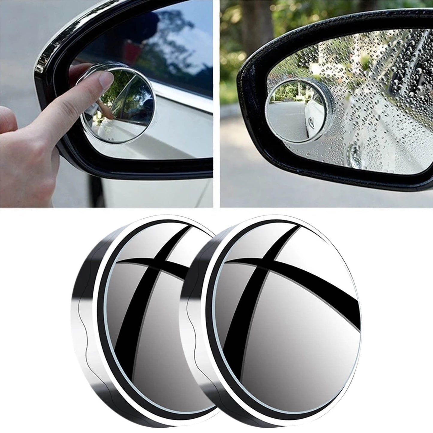 Suction Cup Car Convex Blind Spot Mirror, 2024 New Upgrade Blind Spot Mirror, 360° Wide Angle Side Rear View Mirror, Reversing Auxiliary Blind Spot Mirrors for Cars SUV and Trucks 2PCS Silver