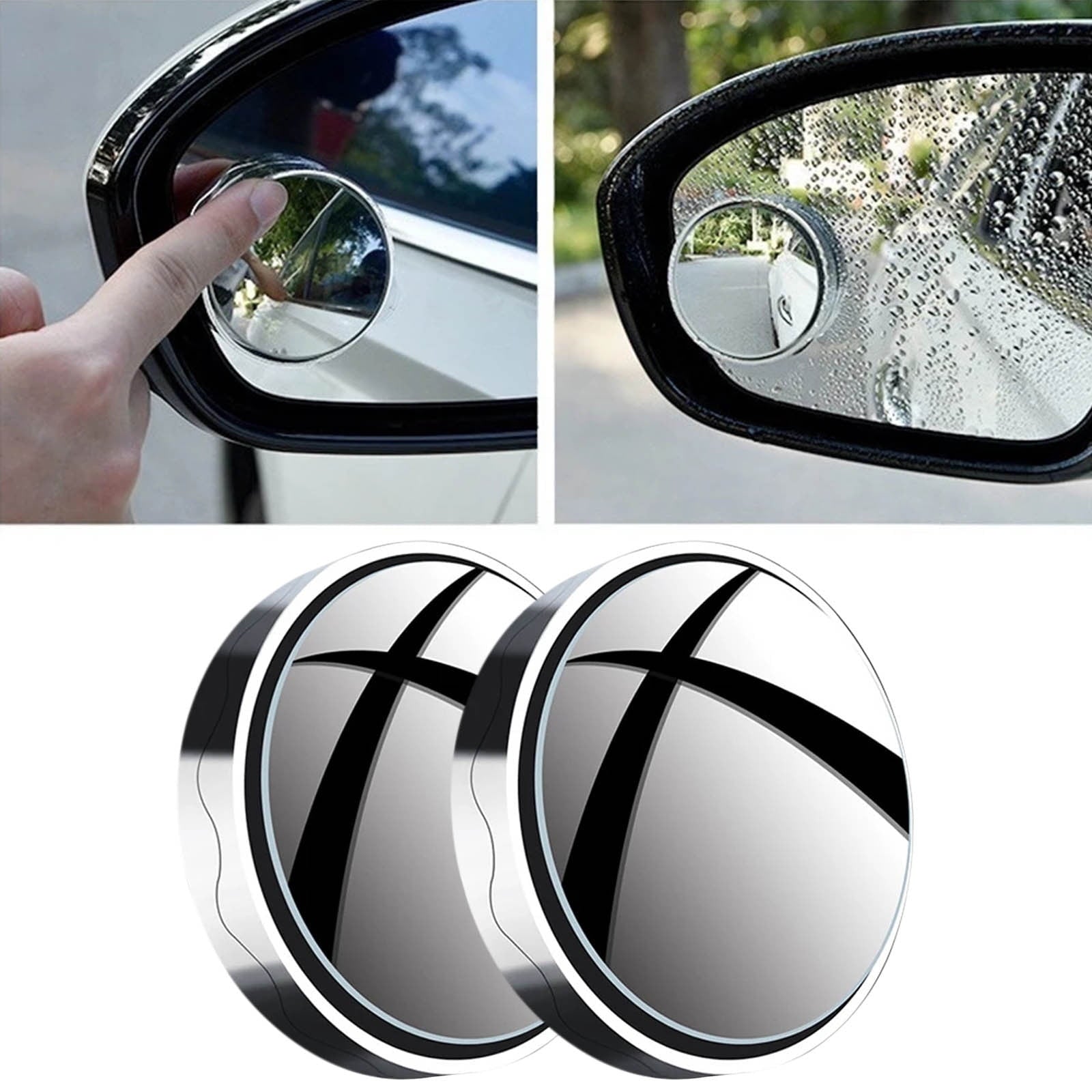 Suction Cup Car Convex Blind Spot Mirror, 2024 New Upgrade Blind Spot Mirror, 360° Wide Angle Side Rear View Mirror, Reversing Auxiliary Blind Spot Mirrors for Cars SUV and Trucks 2PCS Silver