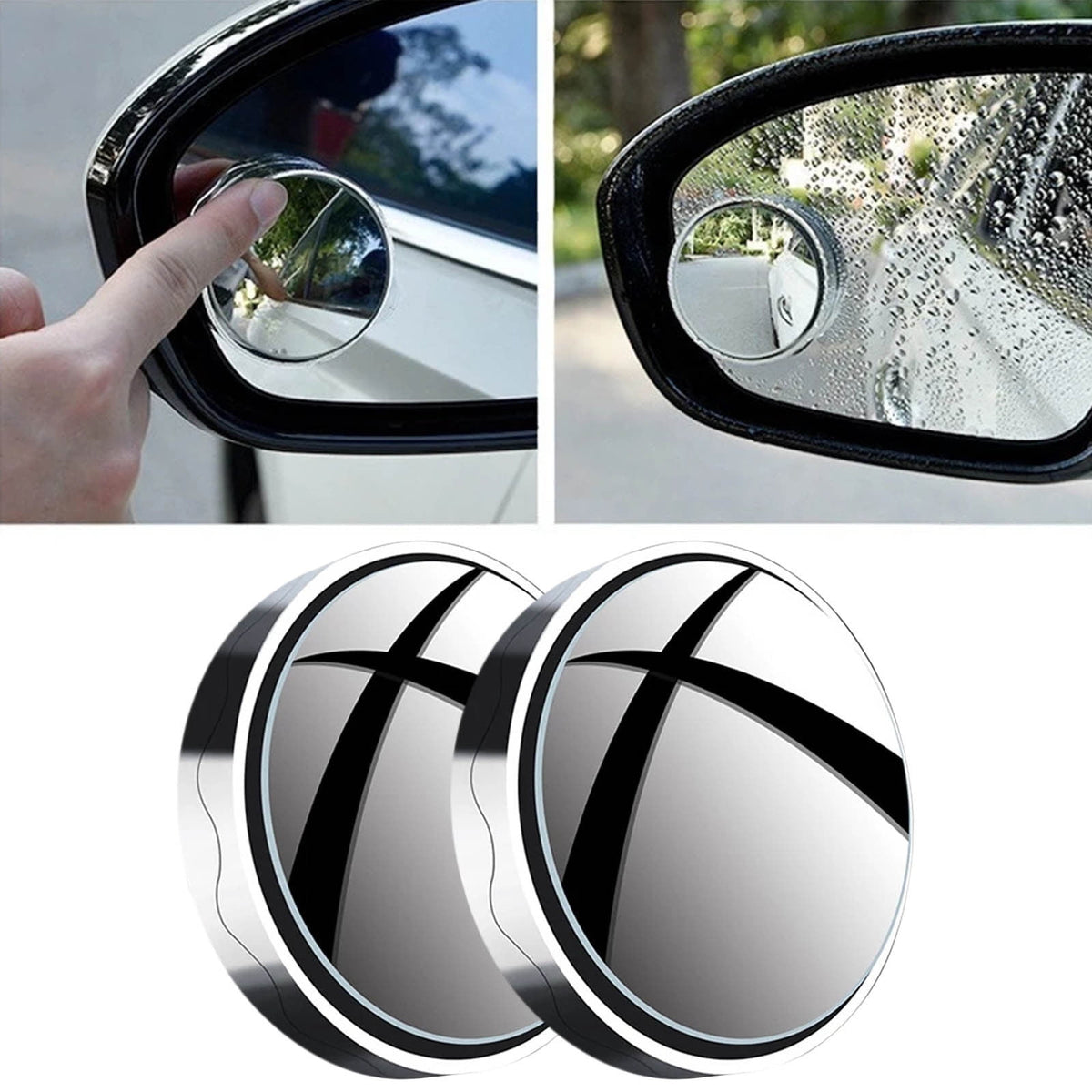 Suction Cup Car Convex Blind Spot Mirror, 2024 New Upgrade Blind Spot Mirror, 360° Wide Angle Side Rear View Mirror, Reversing Auxiliary Blind Spot Mirrors for Cars SUV and Trucks 2PCS Silver