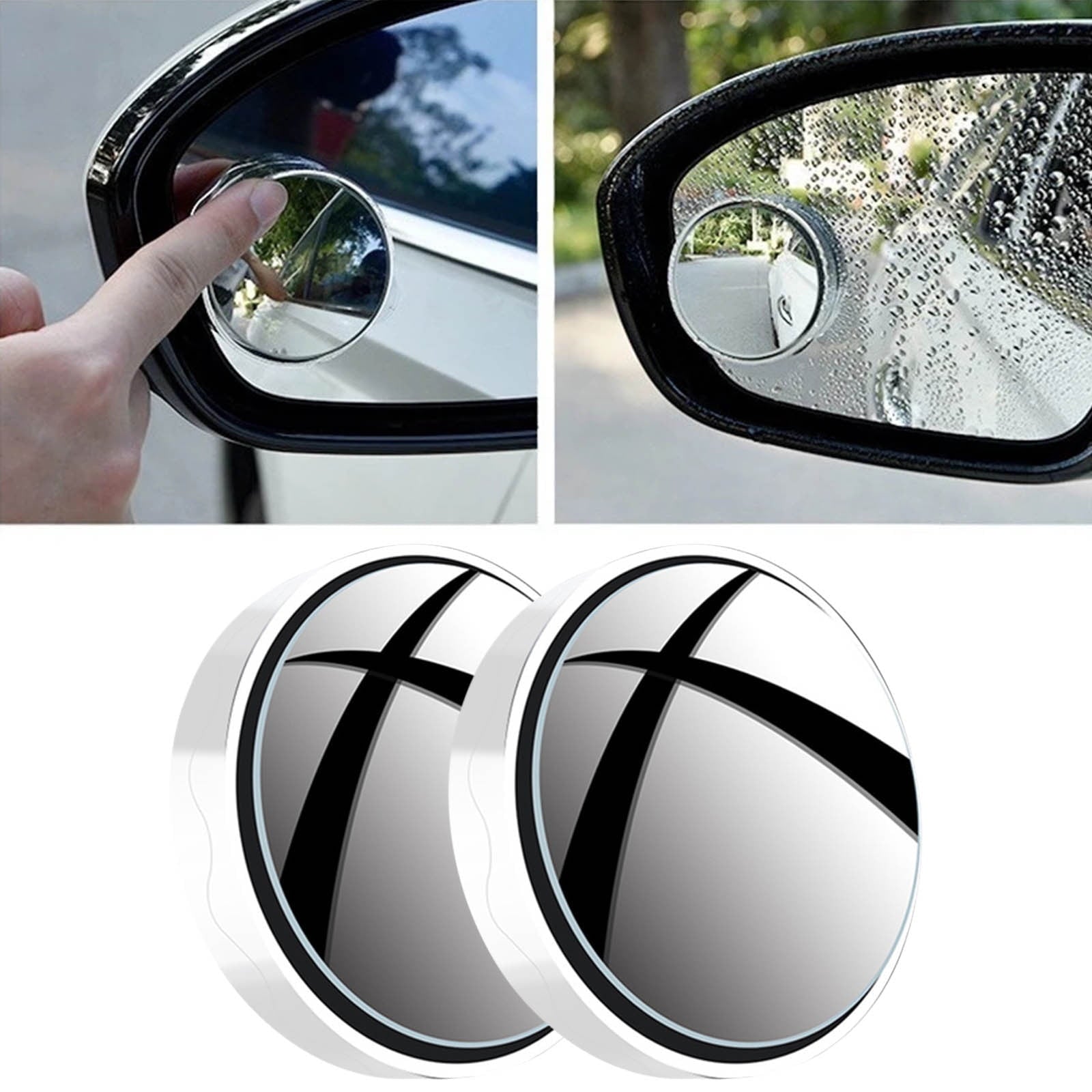 Suction Cup Car Convex Blind Spot Mirror, 2024 New Upgrade Blind Spot Mirror, 360° Wide Angle Side Rear View Mirror, Reversing Auxiliary Blind Spot Mirrors for Cars SUV and Trucks 2PCS White
