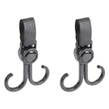 Stroller Hooks - Buggy Hooks - Bag Hooks - Diaper Bag Hooks - Walker Hooks - Stroller Accessories - Mounting Clips - Shopping Hook - Universal Velcro - 360 Degree Rotatable - Black - 4 Pieces