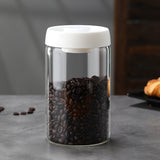 Glass Storage Containers - Storage Tin - Modern, manual vacuum storage tank made of borosilicate glass with moisture-proof lid for kitchen coffee condiments