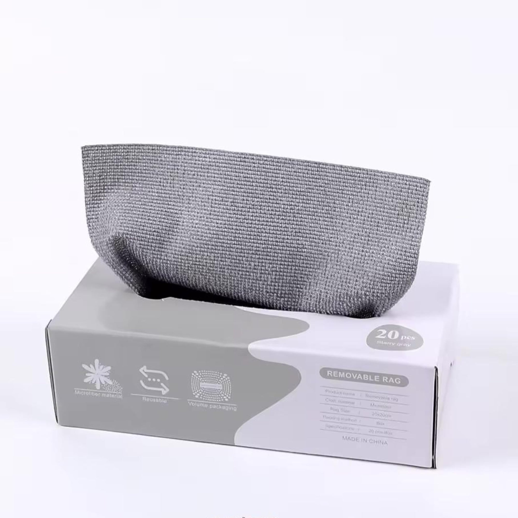 Microfiber Cloths in Dispenser Box - Cleaning Cloths - Miracle Cloths - Dish Cloths - Polishing Cloths - Reusable Cloths - Kitchen Cloths - Car Cleaning - Dust Cloths - Dry and Wet - Washable - Microfiber - Gray - 20 Pieces