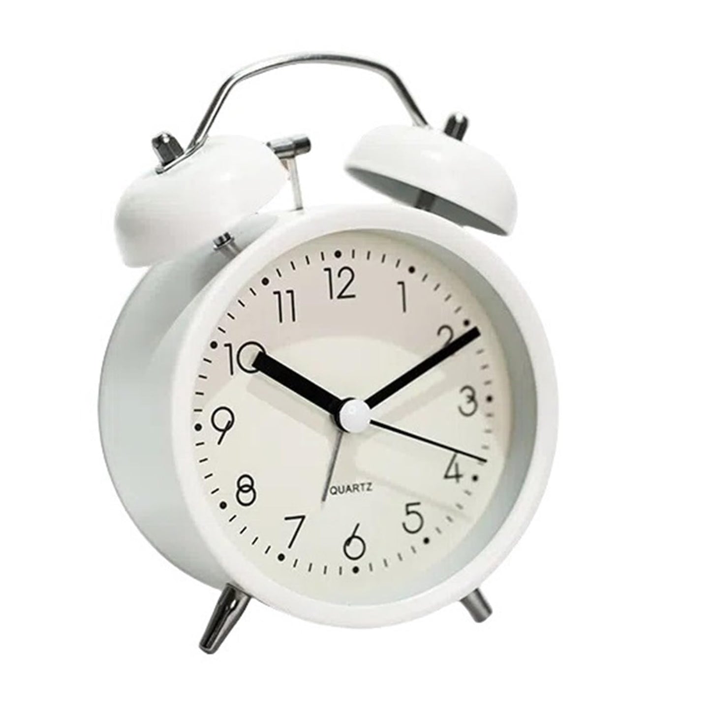 Children's alarm clock - Silent alarm clock with loud mechanical bell - Night light and metal hand - Compact desk clock for bedroom, student house and office