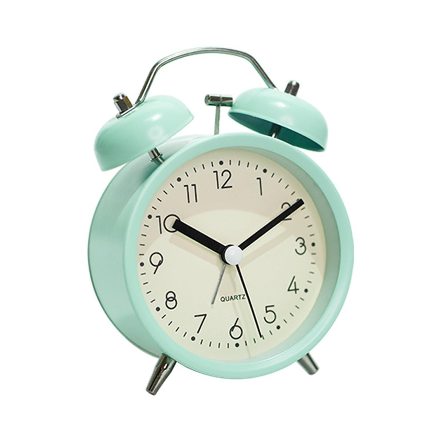 Children's alarm clock - Silent alarm clock with loud mechanical bell - Night light and metal hand - Compact desk clock for bedroom, student house and office