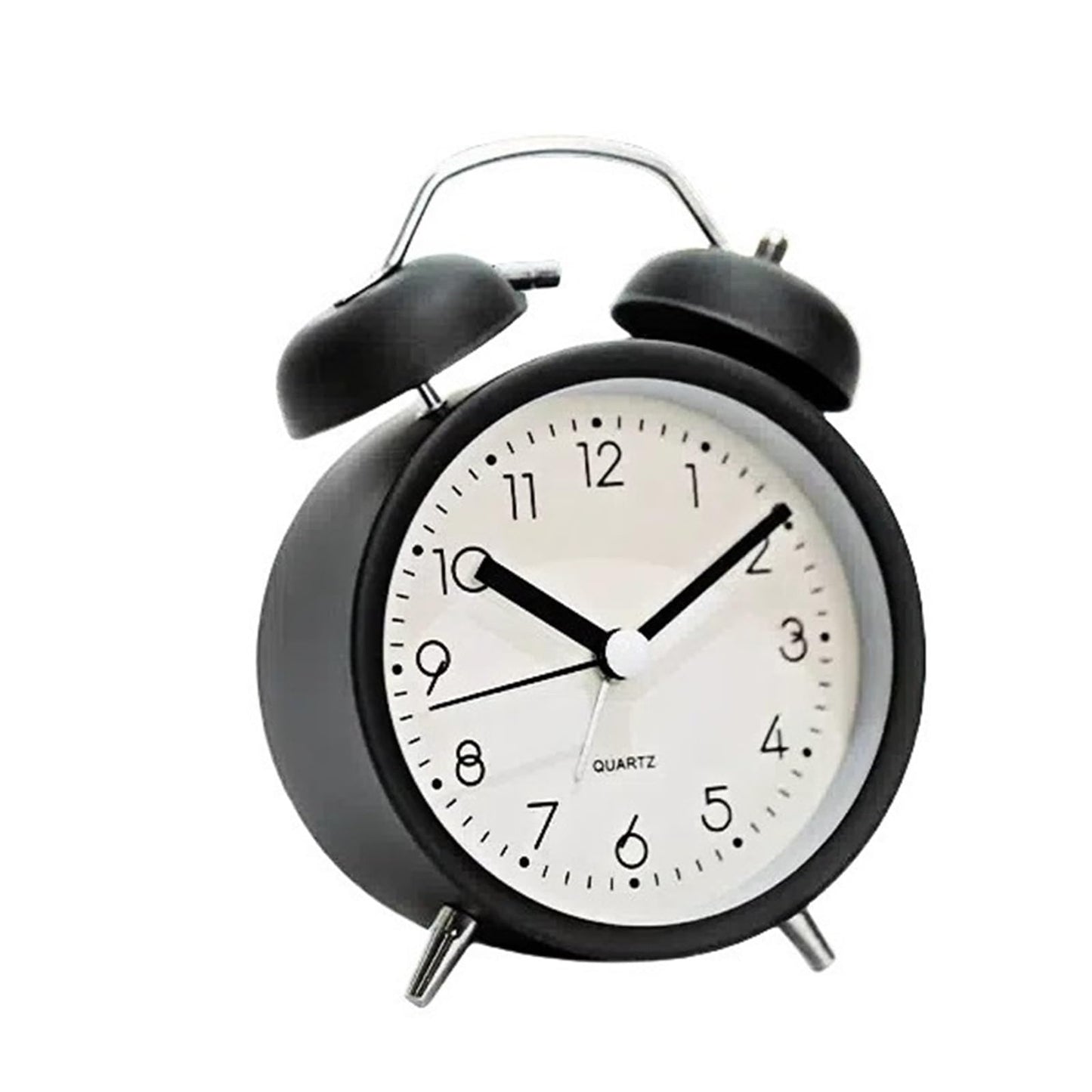 Children's alarm clock - Silent alarm clock with loud mechanical bell - Night light and metal hand - Compact desk clock for bedroom, student house and office