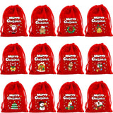 Christmas Gift Bags - Gift Bags - Advent Calendar Bags - Candy Bags - Christmas Packaging - Party Bags - With Drawstring - Reusable - Red - Santa Claus - Snowman - Reindeer - Gift Bags - Christmas Decorations - Holidays - Set of 12