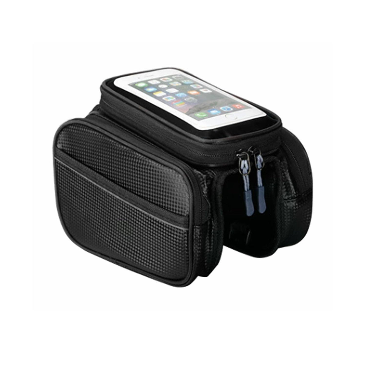 Bicycle Bag - Frame Bag - Bicycle Phone Holder - Top Tube Bag - Smartphone Holder - MTB Accessories - Road Bike - E-Bike - Waterproof - Touchscreen - Bicycle Accessories - Storage Bag - Bicycle Holder with Storage Space - Double Bag - Black - 1 piece