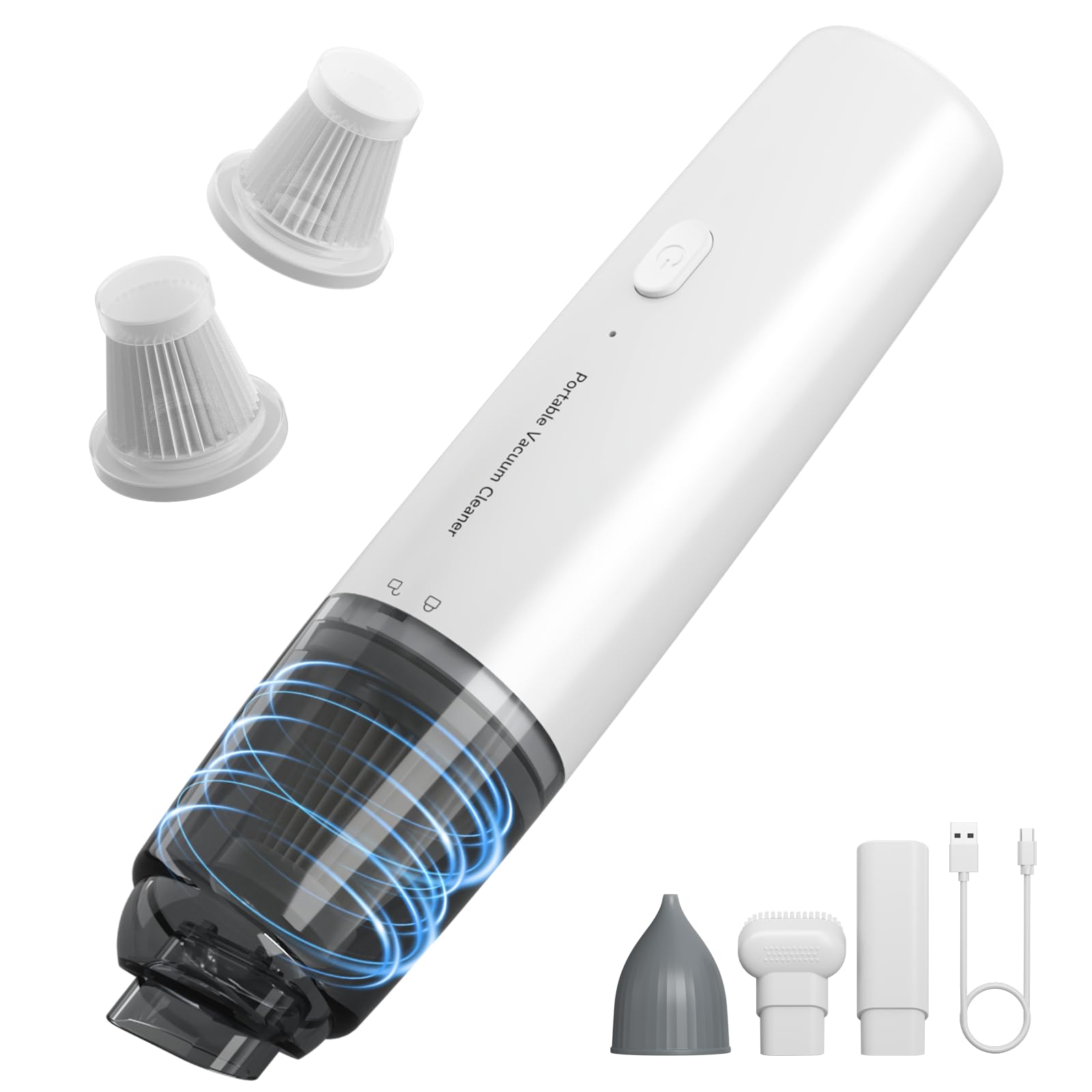 Handheld Vacuum Cleaner - Cordless Vacuum Cleaner - Car Vacuum Cleaner - Portable Vacuum Cleaner - Handheld Vacuum Cleaner - USB Rechargeable - Strong Suction - Washable Filter - Includes 2 Filters - Cordless - Mini Vacuum Cleaner - Bagless - Compact - Wh