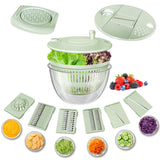 Vegetable Slicer - Salad Spinner - Mandoline - Salad Spinner - Multifunctional Vegetable Slicer - Vegetable Cutter Set - Grater - Kitchen Aid - Kitchen Utensil - Julienne Slicer - Vegetable Grater - Kitchen Gadget - Shredder - Mint Green - Lettuce Slicer 