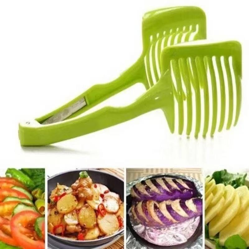 Onion Cutter - Tomato Cutter - Vegetable Cutter - Onion Comb - Cutting Aid - Potato Cutter - Kitchen Accessories - Lemon Cutter - Vegetable Holder - Fruit Cutter - Handy Kitchen Tools - Cutting Tools - Green - 1 Piece