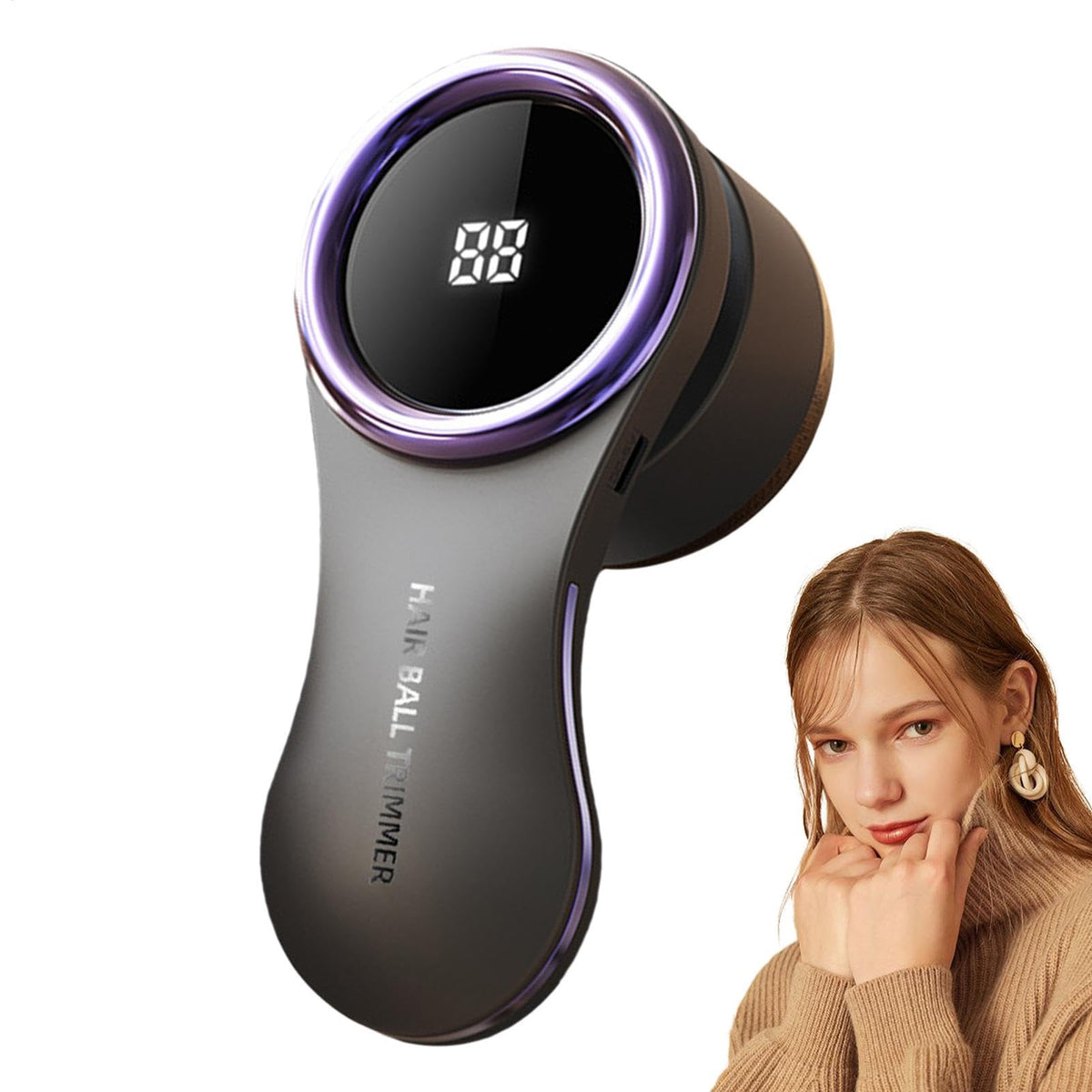 Lint Remover - Lint Trimmer - Lint Remover - Electric Lint Remover - Clothes Roller - Lint Brush - Rechargeable - LED Display - Cordless - Clothes Shaving - Lint Removal - Wool Comb - Large Head - Black - 1 Piece