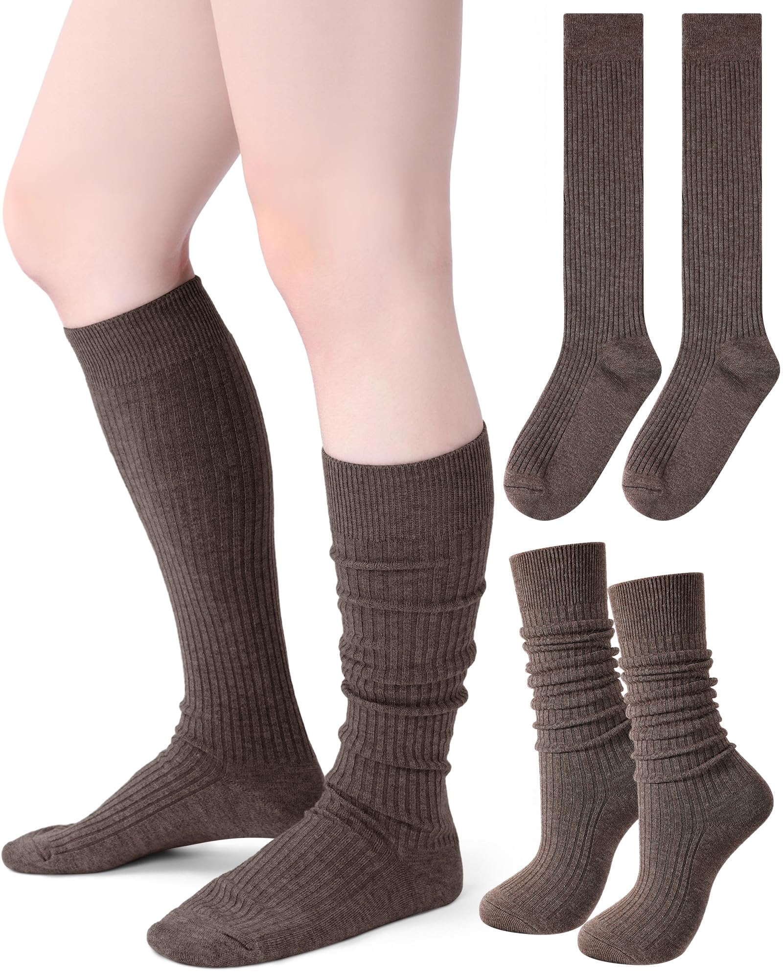 Knee Socks Women - Long Socks - Slouch Socks - Ribbed Socks - Drop-Down Socks - Winter Socks - Cotton - Leg Warmer Effect - High Socks - Warm House Socks - Women's Stockings - Ribbed Socks - Casual - Retro - Multicolor - 5 Pairs