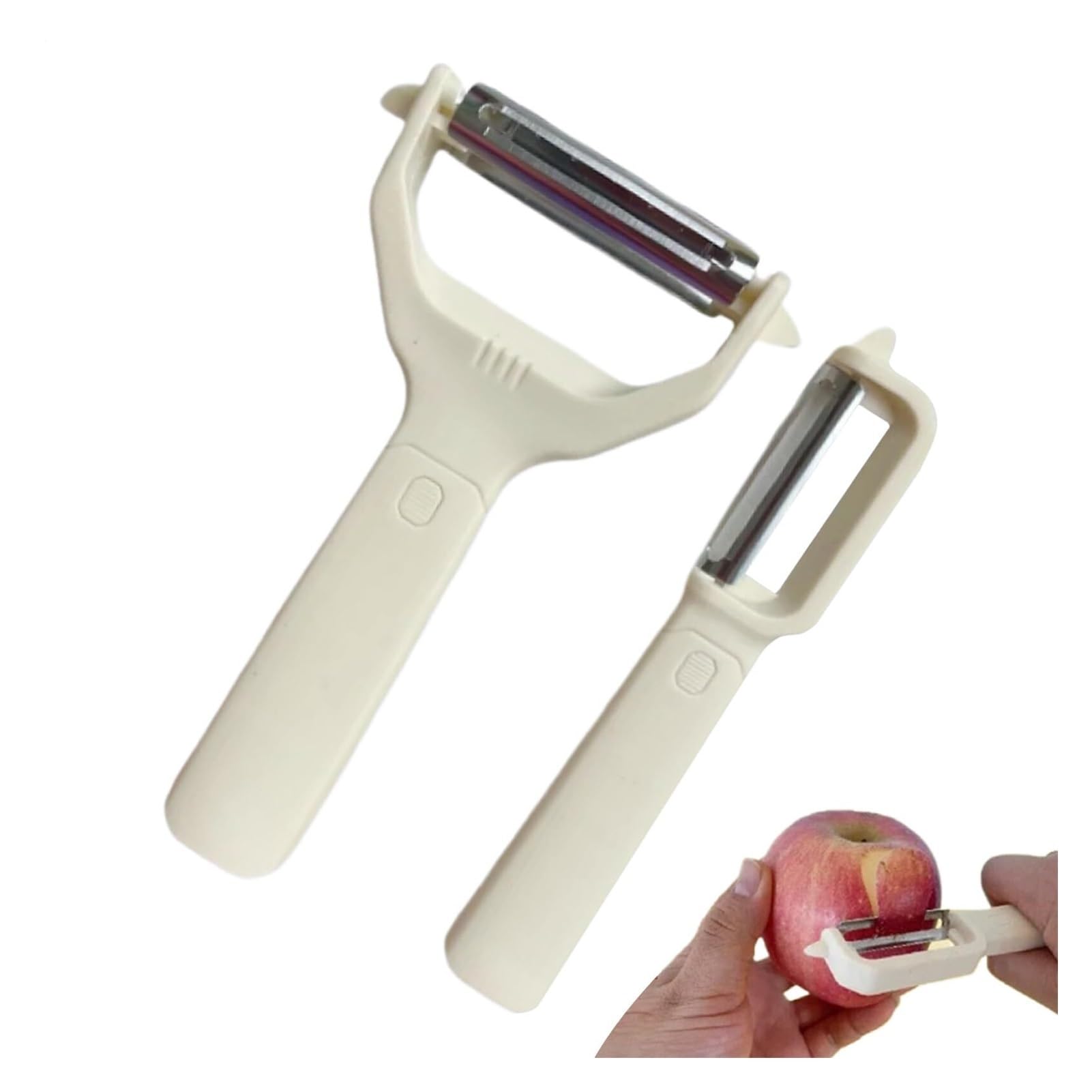 Peeler Set - Potato Peeler - Vegetable Peeler - Asparagus Peeler - Fruit Peeler - Paring Knives - Apple Peeler - Cucumber Peeler - Universal Peeler - Stainless Steel Blade - Kitchen Utensils - Kitchen Tools - Y Peeler - Beige - 2 Pieces