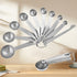 Stainless Steel Measuring Spoons - Measuring Scoop Set - Baking Tools - Kitchen Accessories - Tablespoon and Teaspoon Measure - Coffee Scoop - Stainless Steel - Cookware - Baking Supplies - Dishwasher Safe - Spice Scoops - Silver - 10 Pieces