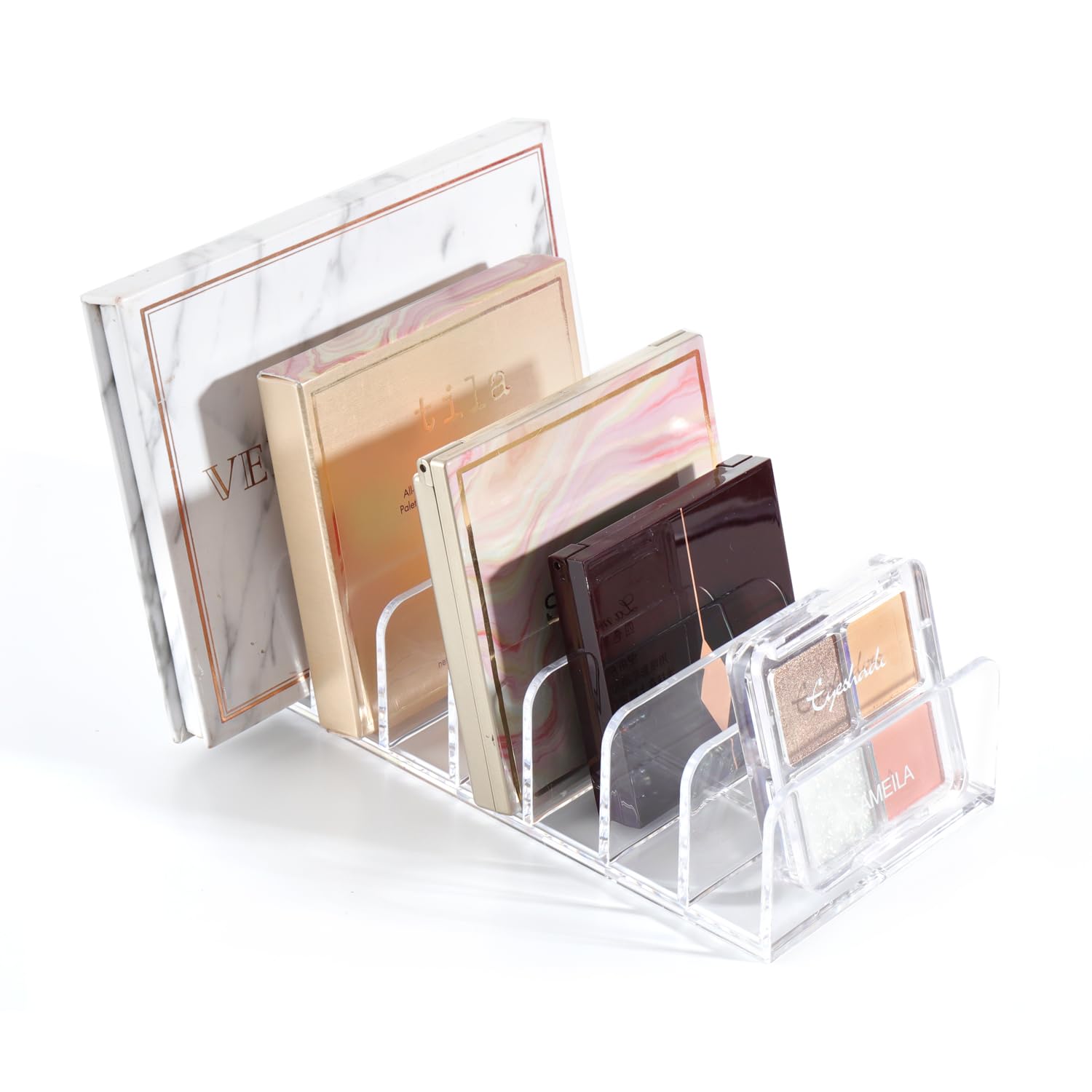 Makeup Organizer - Eyeshadow Palette Holder - Cosmetics Storage - Drawer Organizer - Letter Stand - Desk Accessories - Makeup Box - Bathroom Storage System - Sorting Tray - Acrylic Holder - Transparent - 1 Piece