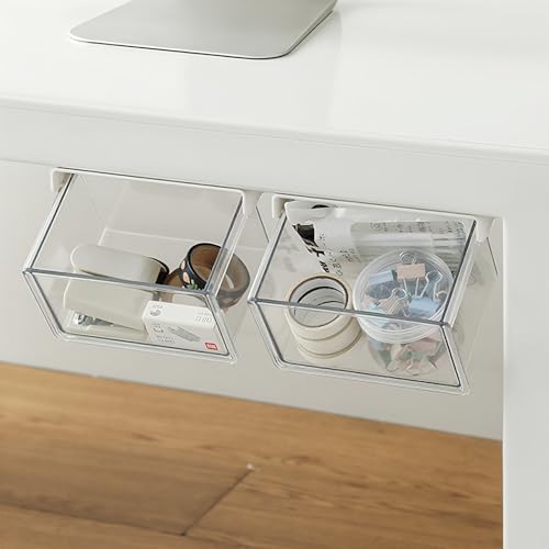 Makeup organizer - Organizer - Storage basket - Storage box - Mirror cabinet - Cable organizer - Chest of drawers - Makeup storage basket - Cosmetics organizer - Bathroom cabinet - Bathroom furniture - Transparent white - 2 pieces