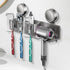Toothbrush holder - Wall shelf - Bath shelf - Shower rack - Hair dryer shelving unit - Bathroom rack - Storage rack - Storage basket - Organizer - Draining rack - Bathroom furniture - Bathroom - Toilet - Black - 1 piece