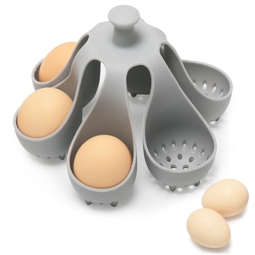 Egg cooker - baking supplies - egg cooker 6 eggs - egg carton - kitchen utensils - egg cooker - egg cooker mold - silicone egg cooker - silicone - silicone mold - silicone kitchen utensils - gray - 1 piece