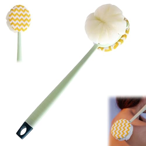 Brush - Bath brush - Shower brush - Scrub brush - Dry brush - Body brush - Long-handled brush - Sponge brush - Bath sponge - Scrubbing brush - Back scrub brush - Double-sided bath brush - Green - 1 piece