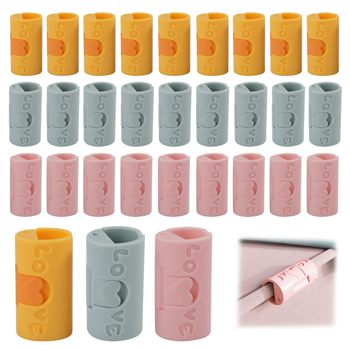Clothes Pegs - Hanger Clips - Clips - Windproof Pegs - Clothesline Pegs - Trouser Hanger Clips - Clothespins - Velvet Hanger Clips - Laundry Clips - Non-Slip Clothes Clips - Needleless - Pink - Blue - Yellow - 30 pieces