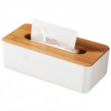 Tissue Box - Tissue Box - Tissue Holder - Tissue Box - Bamboo Lid - White - Tissue Holder - Bathroom Accessories - Toilet Organizer - Living Room Decoration - Rectangular - 1 piece