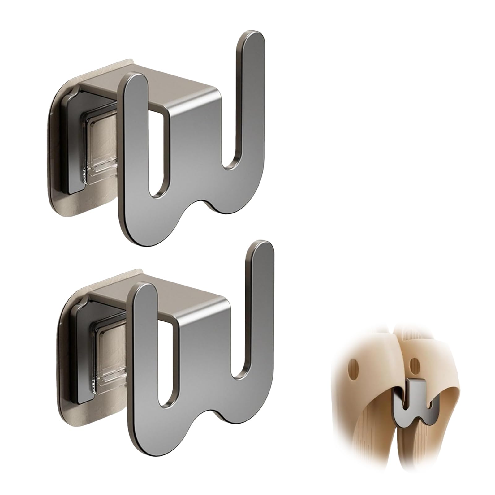 Shoe Rack - Slippers Holder - Bathroom Accessories - Shoe Storage - Wall Hook - Self-Adhesive - Shoe Hanging System - Bathroom Organizer - Hallway Accessories - No Drilling - Black - 2 pieces