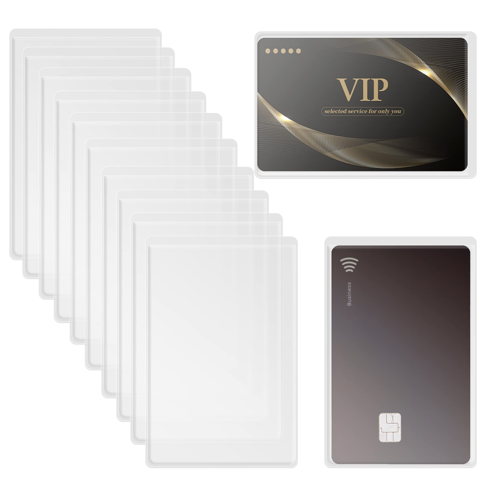 Transparent Card Holder - Bank Card Cover - ID Card Holder - Credit Card Holder - Public Transport Chip Card Cover - Protective Covers - Badge Holder - Waterproof - Plastic Card Cover - For Cards - 50x Horizontal & 50x Vertical - 100 pieces