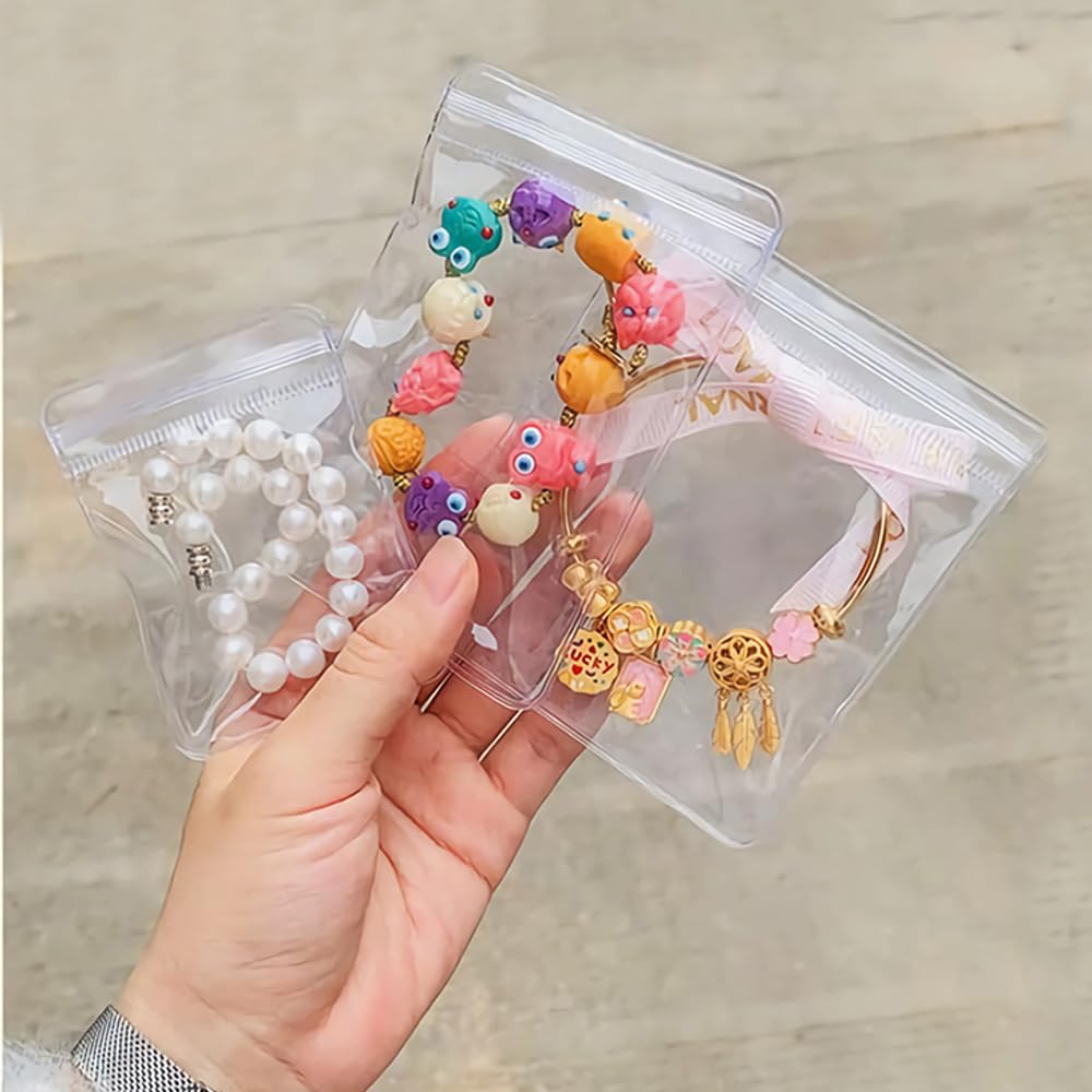 Transparent Grip Bags - Jewelry Bags - Anti-Oxidation - Ziplock Bags - Resealable Plastic Bags - Jewelry Storage - Diamond Painting Accessories - Thickened Sealing Bags - Waterproof & Dust-Free - PVC Packaging - 100 Pieces