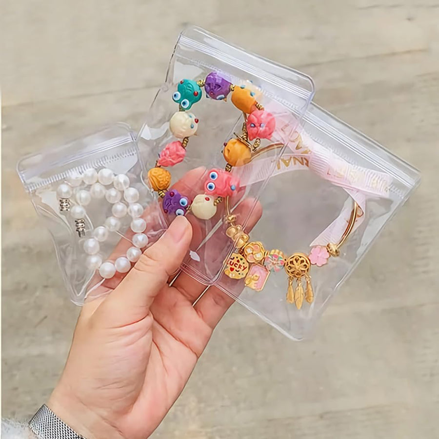 Transparent Grip Bags - Jewelry Bags - Anti-Oxidation - Ziplock Bags - Resealable Plastic Bags - Jewelry Storage - Diamond Painting Accessories - Thickened Sealing Bags - Waterproof & Dust-Free - PVC Packaging - 100 Pieces