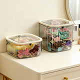 Makeup Organizer - Storage Box with Lid - Jewelry Box - Bathroom Accessories - Cosmetics Storage - Hair Accessories - Storage Box - Storage Containers - Toilet Organizer - Acrylic - Transparent - Set of 2