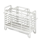 Cutlery Holder - Kitchen Organizer - Cutlery Tray - Countertop Organizer - Utensil Holder - Cutlery Rack - Cutlery Drainer - Spoon Holder - Drying Rack - Kitchen Accessories - With Drip Tray and Hooks - Metal - White - 1 Piece