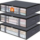 Clothing Storage Bag - Underbed Storage Box - Wardrobe Organizer - Duvet Storage Bag - Large Textile Storage Box - Foldable Storage Bags - Bedding Basket - Clothing Storage - Pillow Bag - Underbed Box Fabric - Storage - Gray - 3 Pieces
