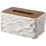 Tissue Box - Tissue Box - Handkerchief Box - Tissue Holder - Napkin Holder - Baby Wipes Box - Tissue Dispenser - Storage Box - Bathroom Accessories - Desk Organizer - Living Room Decoration - Bedroom Interior - Modern Design - White with Wood - 1 Piece