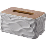 Tissue Box - Tissue Box - Handkerchief Box - Tissue Holder - Napkin Holder - Baby Wipes Box - Tissue Dispenser - Storage Box - Bathroom Accessories - Desk Organizer - Living Room Decoration - Bedroom Interior - Modern Design - Gray with Wood - 1 Piece