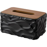Tissue Box - Tissue Box - Handkerchief Box - Tissue Holder - Napkin Holder - Baby Wipes Box - Tissue Dispenser - Storage Box - Bathroom Accessories - Desk Organizer - Living Room Decoration - Bedroom Interior - Modern Design - Black with Wood - 1 Piece
